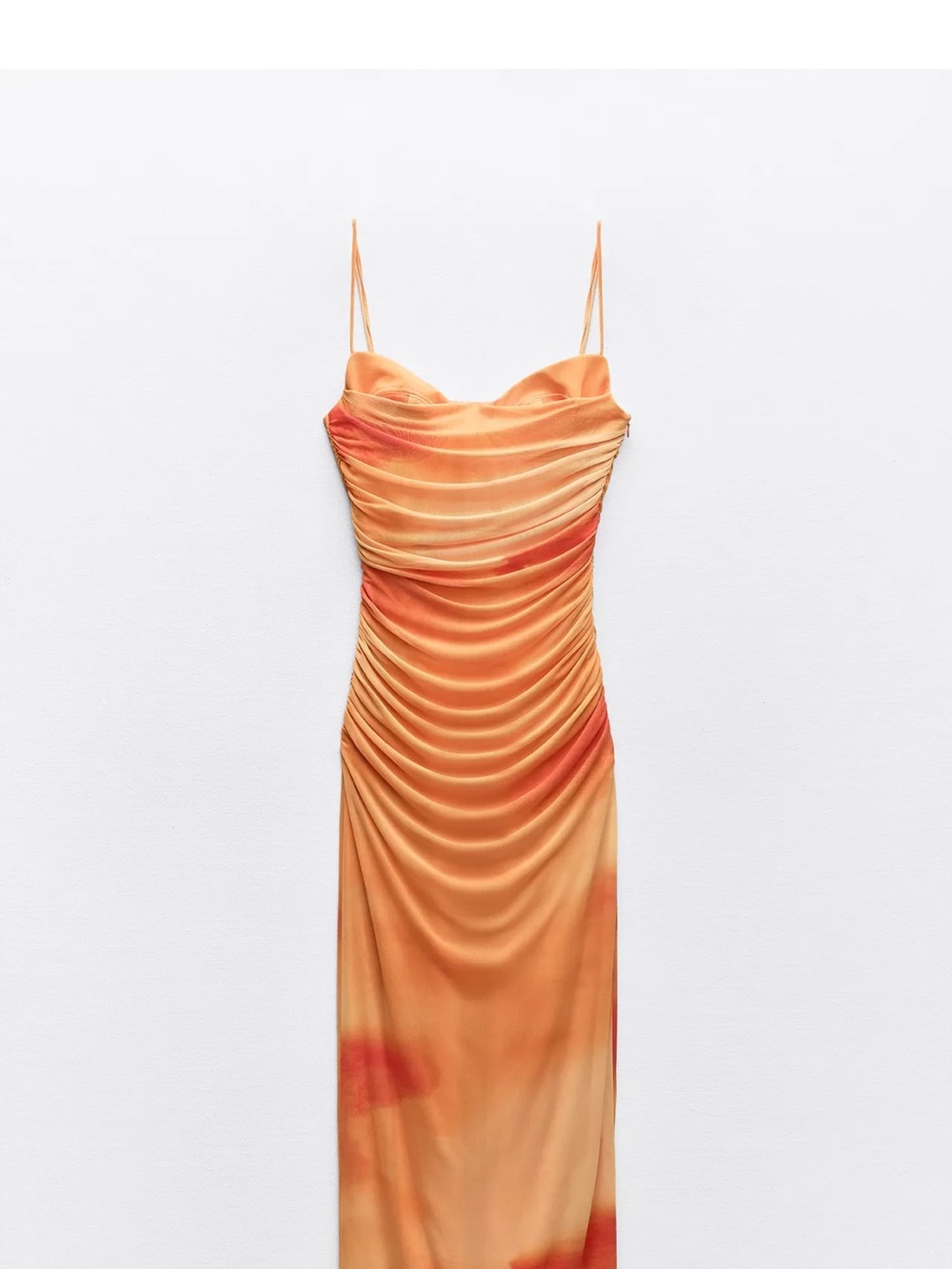 Zara Orange Ombre Satin Cowl Slip Dress